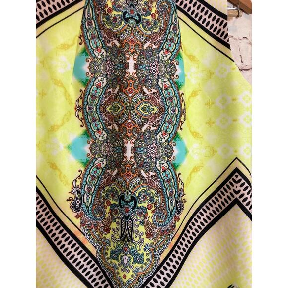 Melissa Paige Dress Womens Medium Sheath Pastel Mixed Print High Neck Stretch - Picture 7 of 16